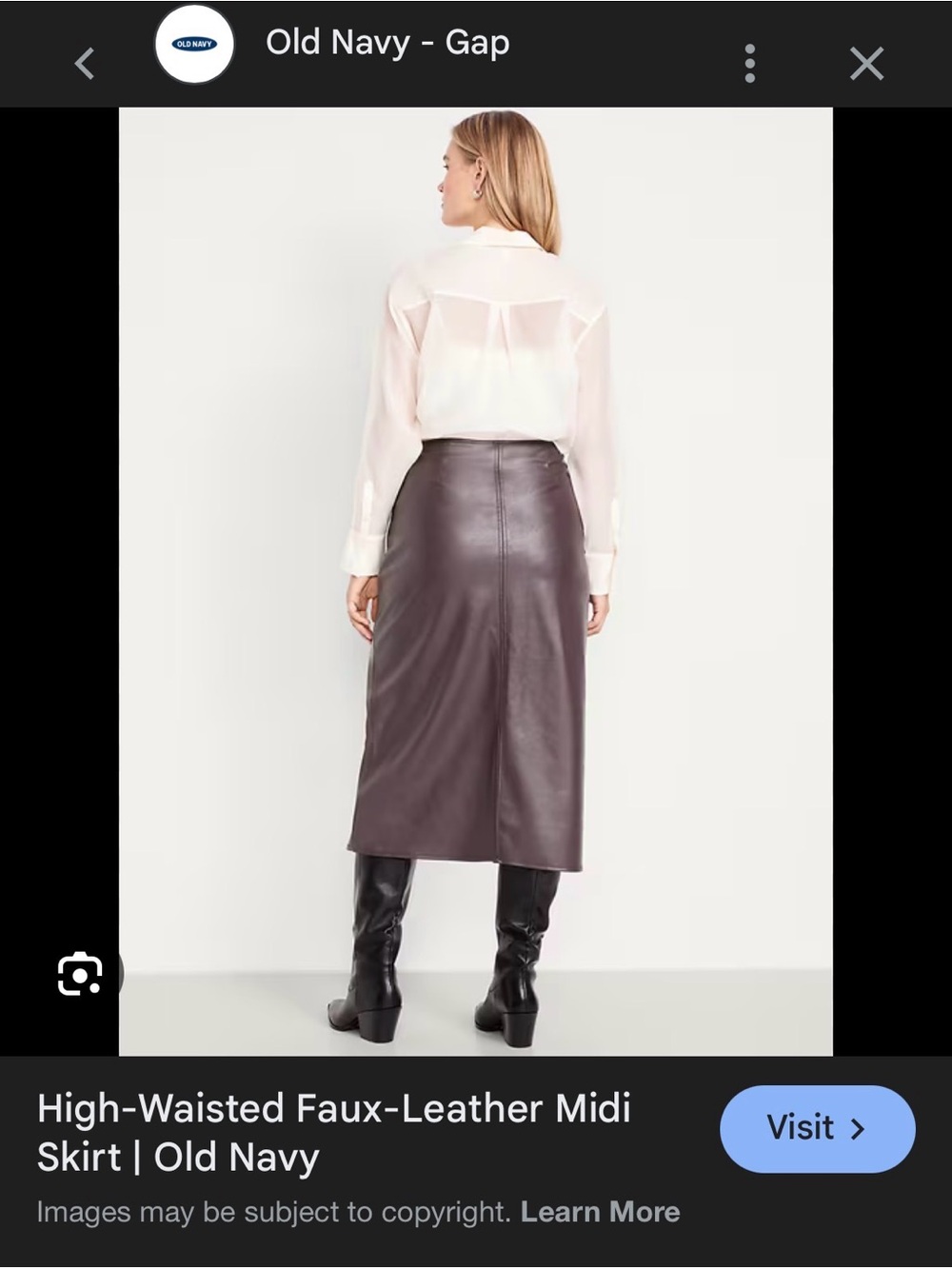 High-Waisted Faux-Leather Midi Skirt